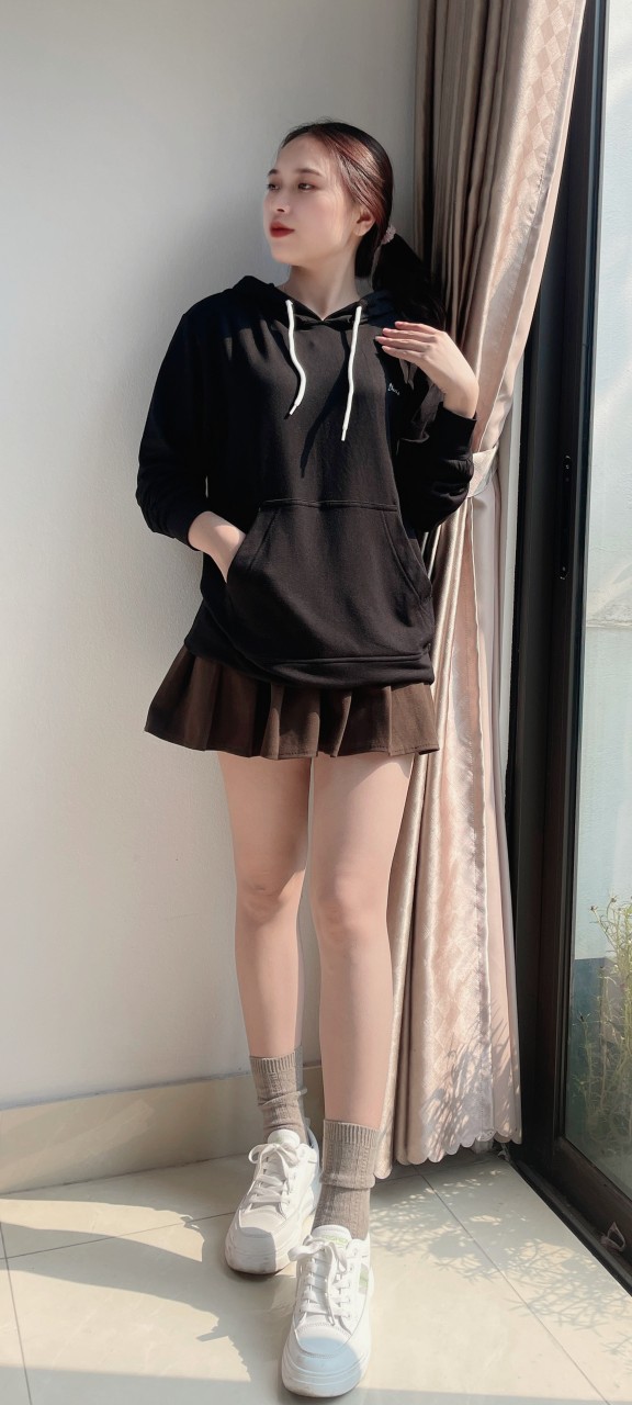 Áo Hoodie nữ VARIO vải nỉ cotton cào lông, trơn có mũ, ấm áp dành cho mùa thu đông trẻ trung VH22-01 - Ảnh 2