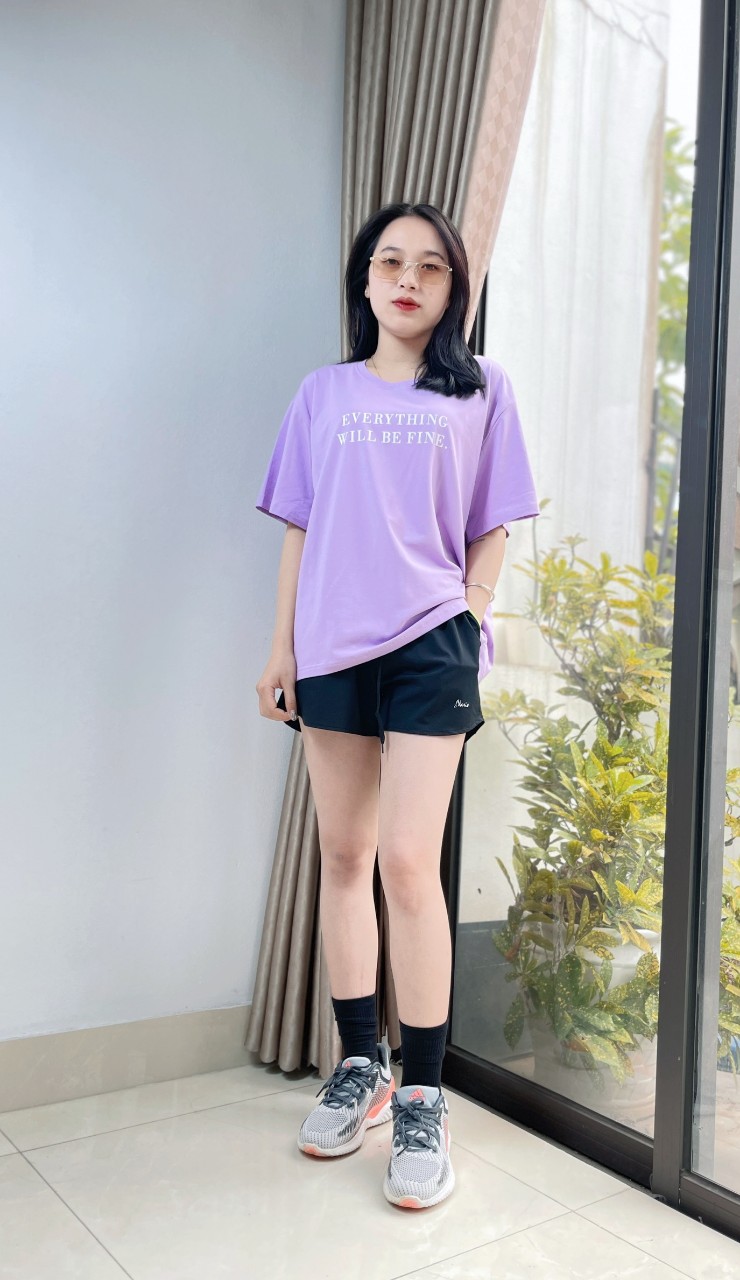 Áo thun nữ cổ tròn VARIO in chữ phong cách hàn quốc, kiểu dáng freesize vải cotton dày thấm hút mồ hôi VT23-06 - Ảnh 2