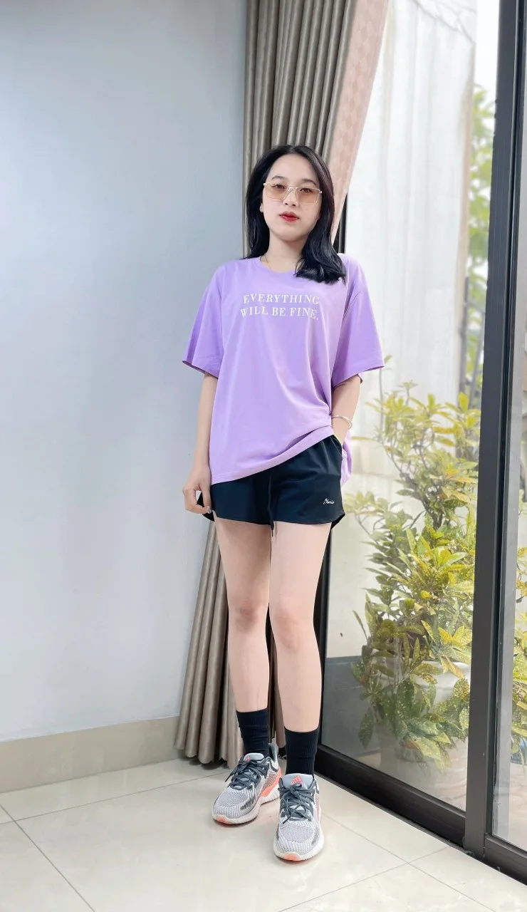 Áo thun nữ  cổ tròn VARIO in chữ phong cách hàn quốc, kiểu dáng freesize vải cotton dày thấm hút mồ hôi VT23-06 - Ảnh 2