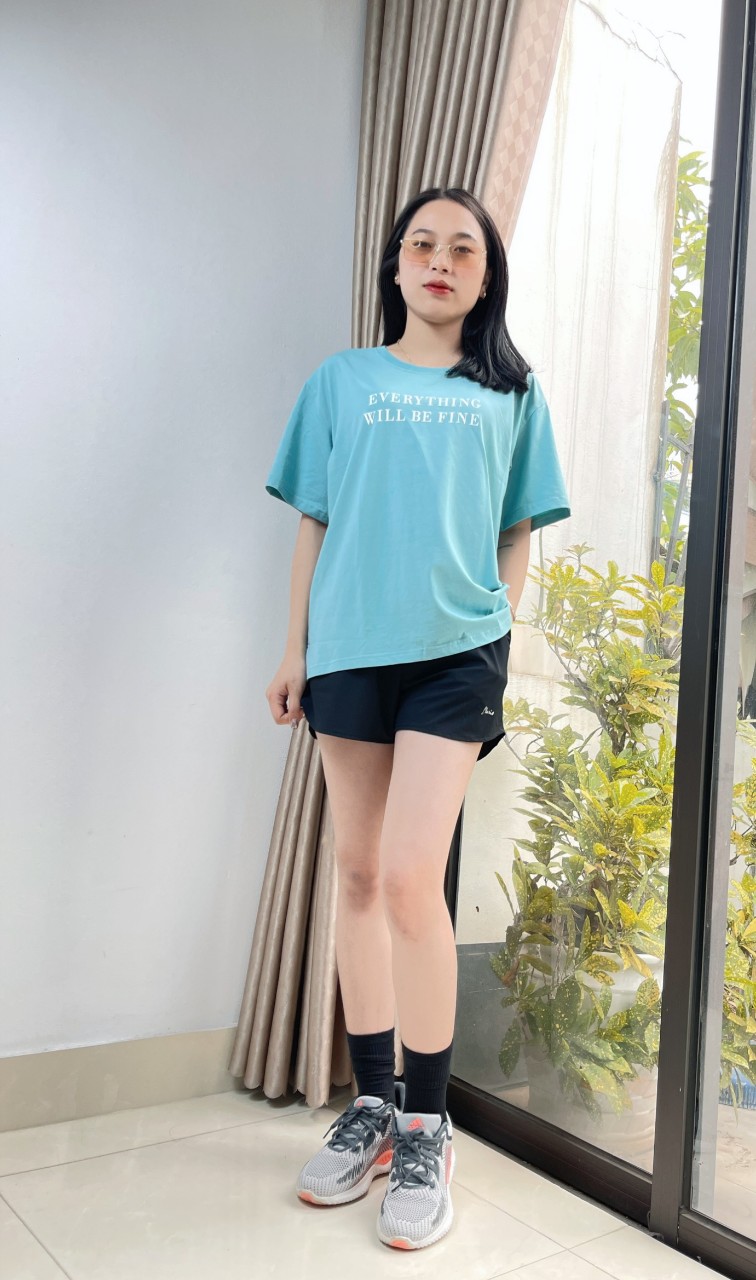 Áo thun nữ cổ tròn VARIO in chữ phong cách hàn quốc, kiểu dáng freesize vải cotton dày thấm hút mồ hôi VT23-06 - Ảnh 3