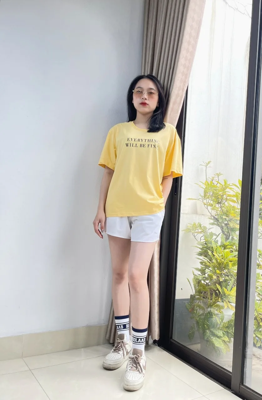 Áo thun nữ  cổ tròn VARIO in chữ phong cách hàn quốc, kiểu dáng freesize vải cotton dày thấm hút mồ hôi VT23-06 - Ảnh 6