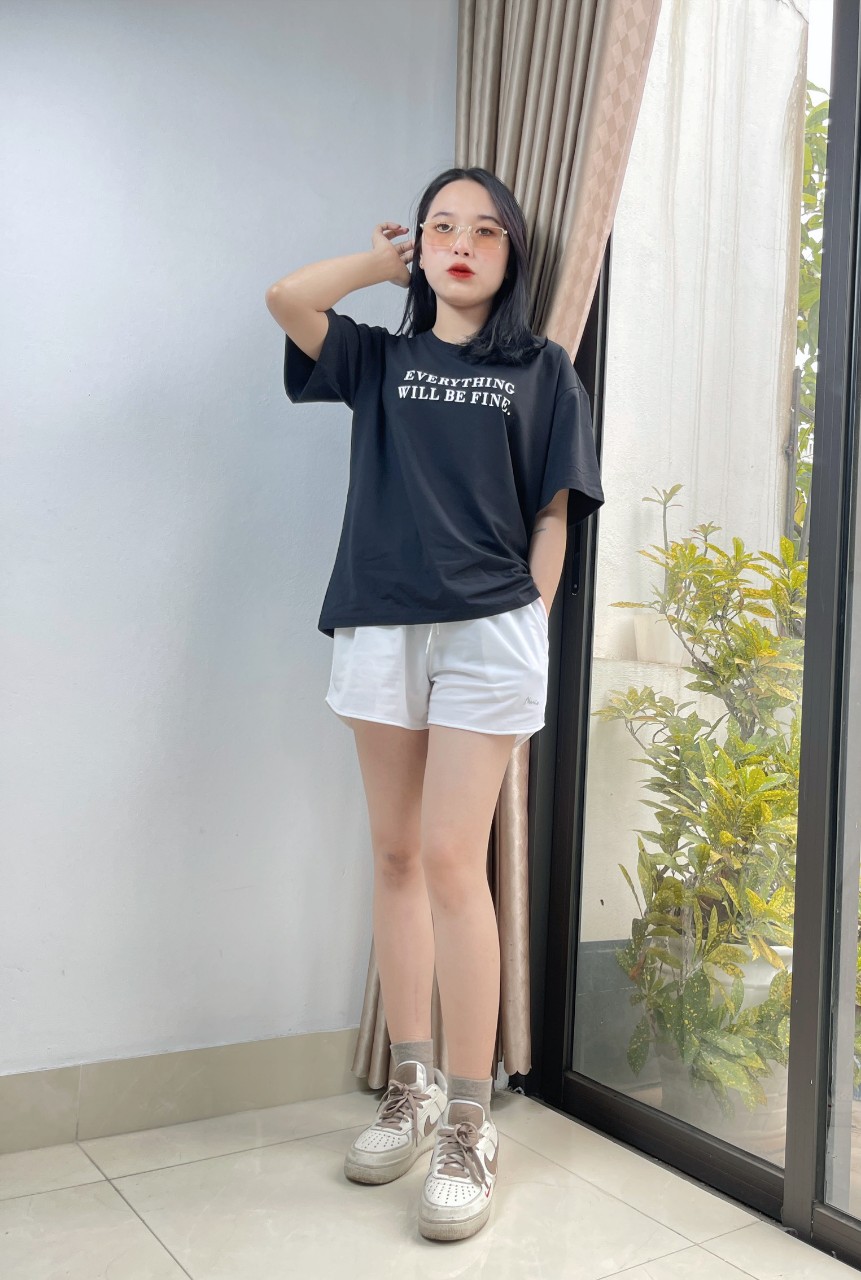 Áo thun nữ cổ tròn VARIO in chữ phong cách hàn quốc, kiểu dáng freesize vải cotton dày thấm hút mồ hôi VT23-06 - Ảnh 8