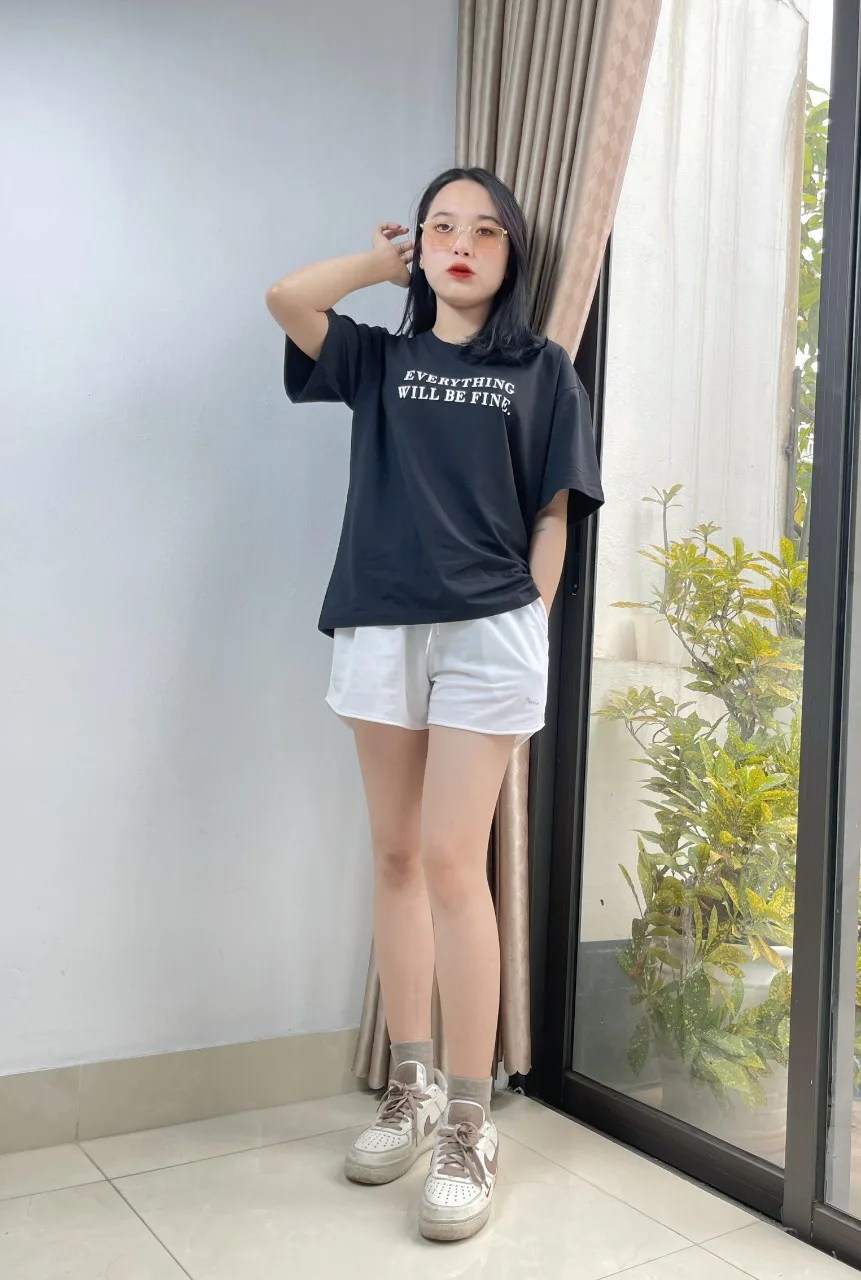 Áo thun nữ  cổ tròn VARIO in chữ phong cách hàn quốc, kiểu dáng freesize vải cotton dày thấm hút mồ hôi VT23-06 - Ảnh 8