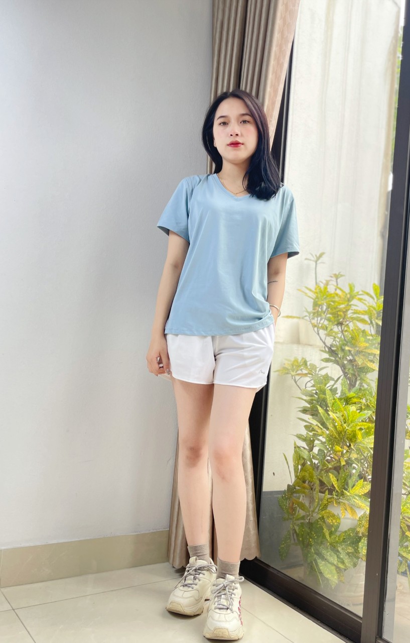 Áo phông nữ cổ tim vải cotton VT23-02 - Ảnh 7