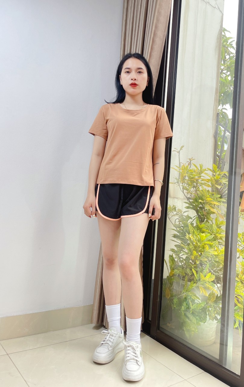Áo thun nữ cổ tròn VARIO, dáng slimfit vải cotton dày thấm hút mồ hôi VT23-01 - Ảnh 7