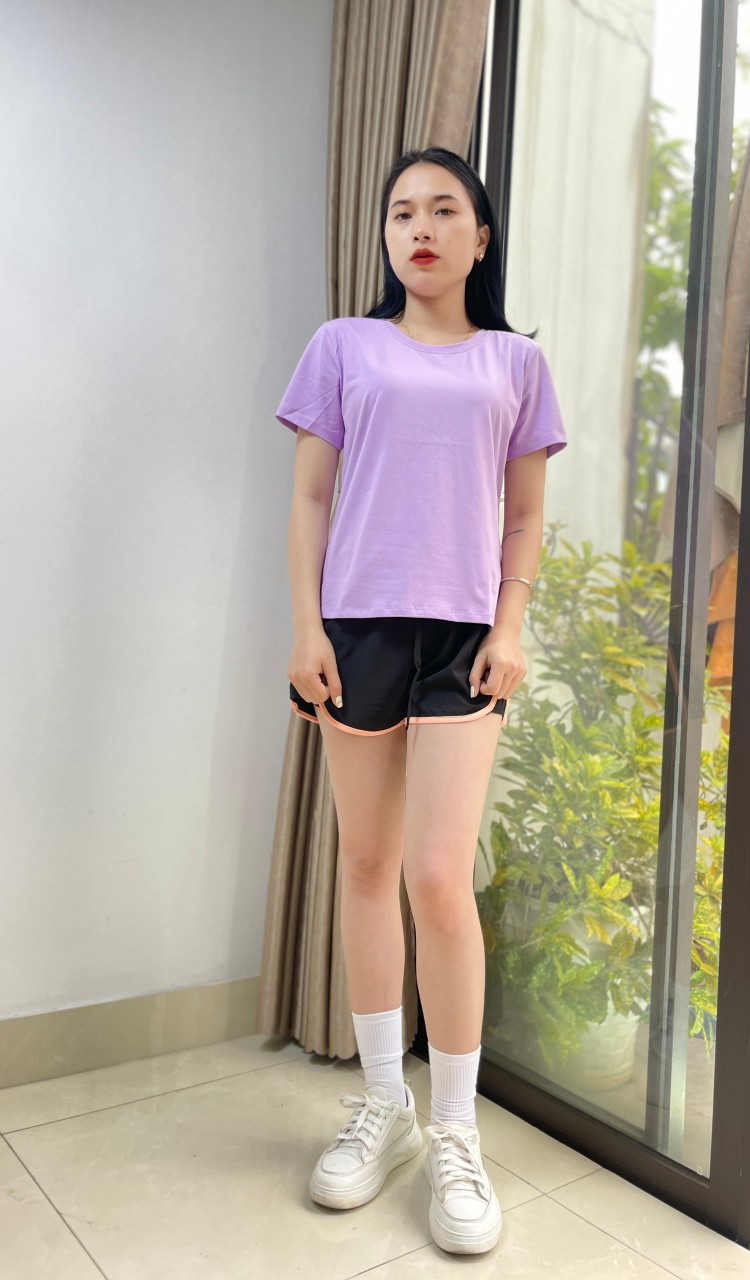Áo thun nữ cổ tròn VARIO, dáng slimfit vải cotton dày thấm hút mồ hôi VT23-01 - Ảnh 8