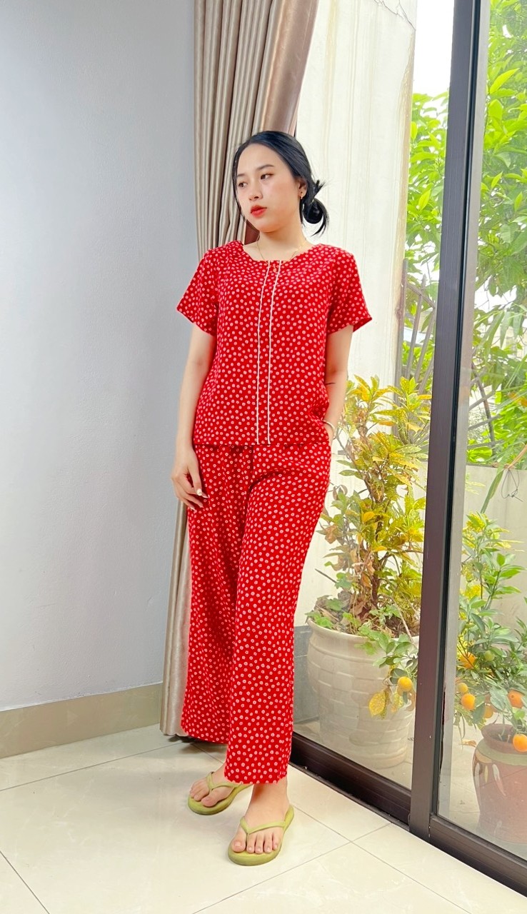 BỘ LANH LỤA TRUNG TUỔI NỮ HỌA TIẾT NHÍ 3D VARIO VB23-12