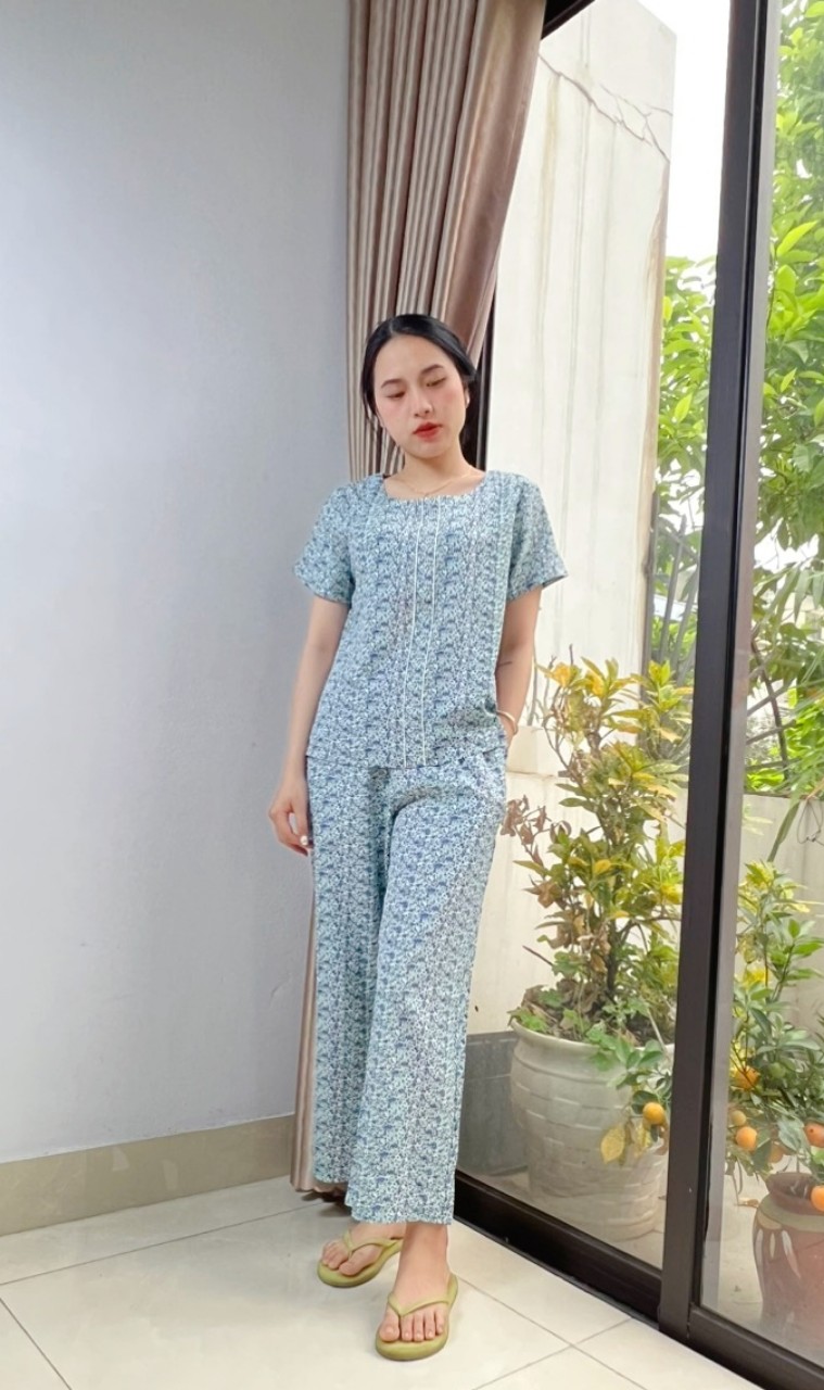 BỘ LANH LỤA TRUNG TUỔI NỮ HỌA TIẾT NHÍ 3D VARIO VB23-12 - Ảnh 3