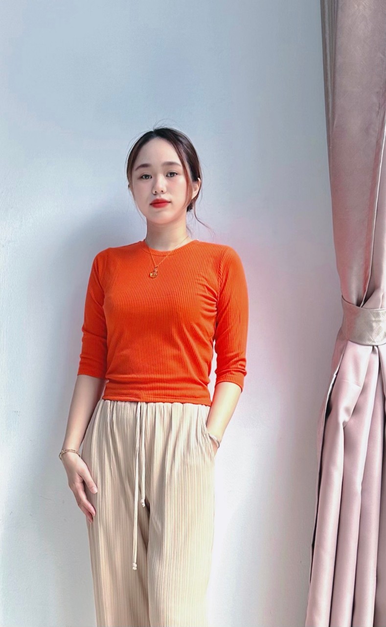 Áo thun tăm croptop nữ VARIO tay lỡ, dáng ôm, phong cách trẻ trung VH101 - Ảnh 4