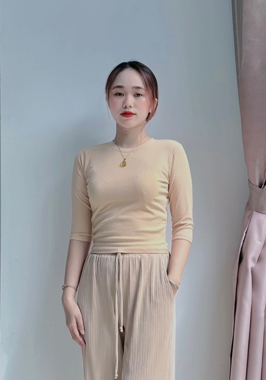 Áo thun tăm croptop nữ VARIO tay lỡ, dáng ôm, phong cách trẻ trung VH101 - Ảnh 6
