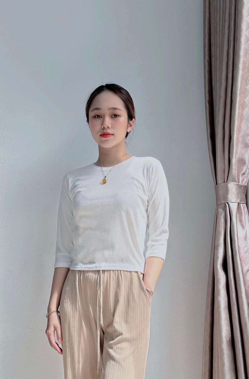 Áo thun tăm croptop nữ VARIO tay lỡ, dáng ôm, phong cách trẻ trung VH101 - Ảnh 8