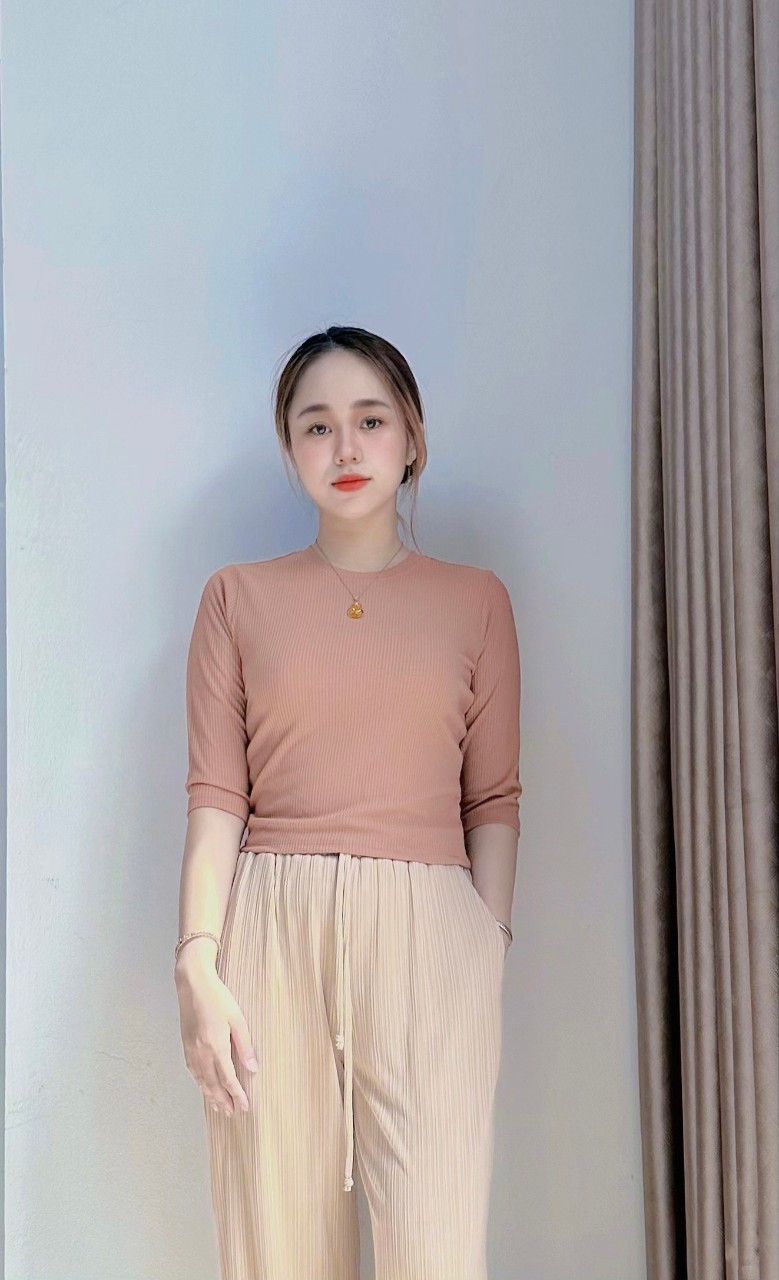 Áo thun tăm croptop nữ VARIO tay lỡ, dáng ôm, phong cách trẻ trung VH101 - Ảnh 9